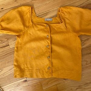 Everlane Marigold Puff Linen Top Size 6